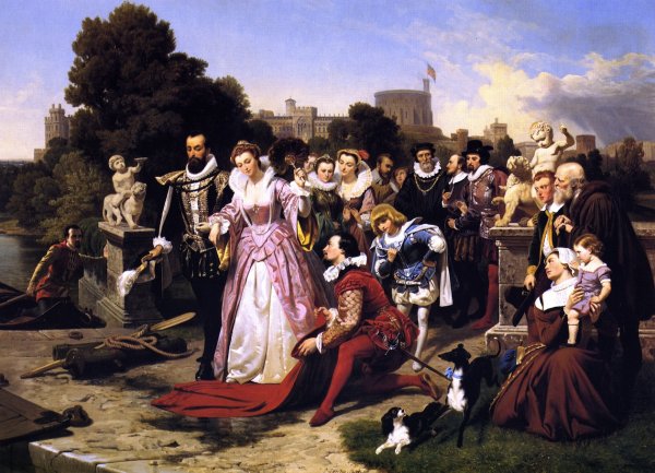 Elizabeth and Raleigh by Emanuel Gottlieb Leutze - Hand-Painted Oil Painting Reproduction