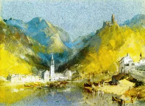 Harbor Scene by Emanuel Gottlieb Leutze Oil Painting