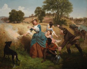 Mrs. Schuyler Burning Her Wheat Fields on the Approach of the British by Emanuel Gottlieb Leutze Oil Painting