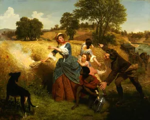 Mrs. Schuyler Burning Her Wheat Fields On The Approach Of The British Oil painting by Emanuel Gottlieb Leutze