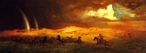 Prairie Bluffs at Julesburg, South Platte, Storm at Sunset by Emanuel Gottlieb Leutze Oil Painting