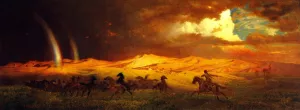 Prairie Bluffs at Julesburg, South Platte, Storm at Sunset by Emanuel Gottlieb Leutze Oil Painting