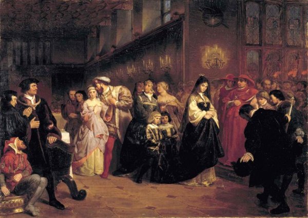 The Courtship of Anne Boleyn by Emanuel Gottlieb Leutze - Hand-Painted Oil Painting Reproduction