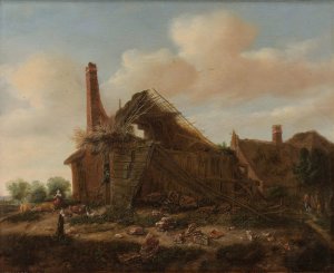 Farmhouse in ruins by Emanuel Murant Oil Painting