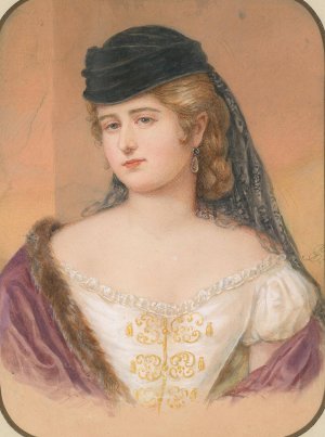 Bildnis einer Dame mit schwarzem Hut und Schleier by Emanuel Thomas Peter Oil Painting