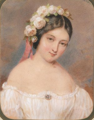 Bildnis eines Frauleins mit weisen Rosen im Haar by Emanuel Thomas Peter Oil Painting