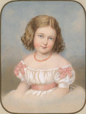 Bildnis eines kleinen Madchens in weisem Kleid mit rosa Schleifen by Emanuel Thomas Peter Oil Painting