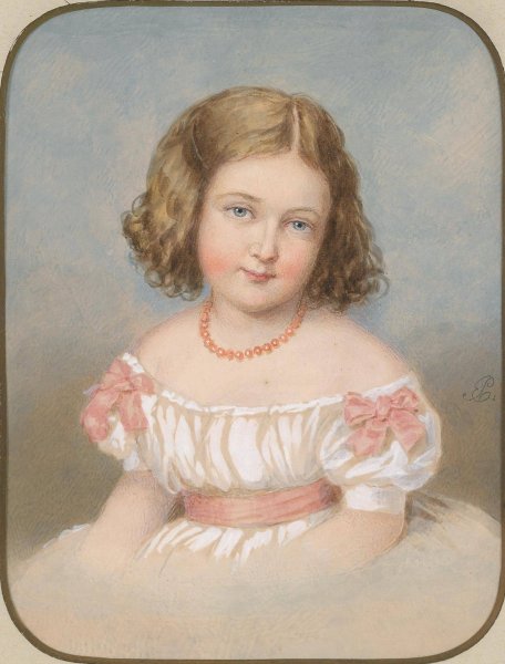 Bildnis eines kleinen Madchens in weisem Kleid mit rosa Schleifen by Emanuel Thomas Peter - Hand-Painted Oil Painting Reproduction