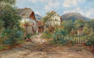 A Rustic Garden in Blossom in the Countryside by Emil Barbarini Oil Painting