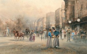 A Scene in Paris II by Emil Barbarini Oil Painting