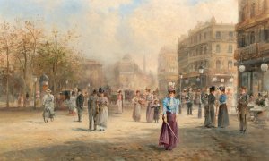 A Scene in Paris by Emil Barbarini Oil Painting