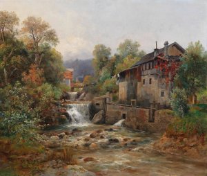 Am Muhlenbach by Emil Barbarini Oil Painting