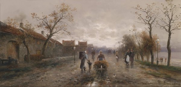 Auf der Landstrase by Emil Barbarini - Hand-Painted Oil Painting Reproduction