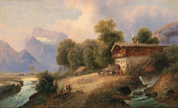 Bei Berchtesgaden  by Emil Barbarini - Hand-Painted Oil Painting Reproduction