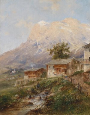 Bei Cortino im Ampezzo Tal by Emil Barbarini Oil Painting
