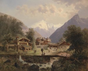 Gebirgsdorf by Emil Barbarini Oil Painting