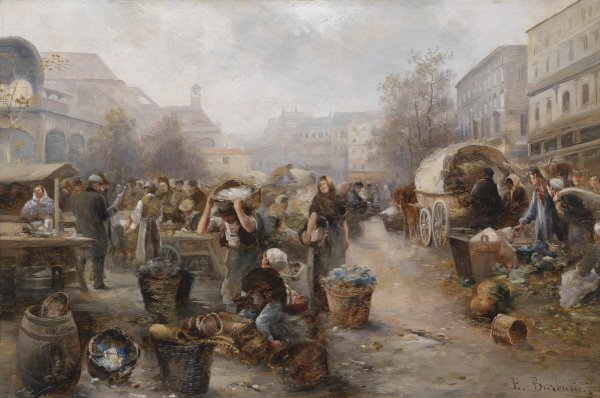 Markttag by Emil Barbarini - Hand-Painted Oil Painting Reproduction
