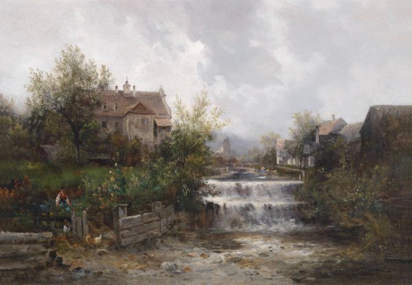 Motiv aus Zell an der Ybbs by Emil Barbarini - Hand-Painted Oil Painting Reproduction