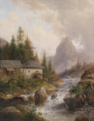 Muhle aus dem Hollthall by Emil Barbarini Oil Painting