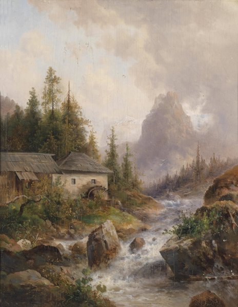 Muhle aus dem Hollthall by Emil Barbarini - Hand-Painted Oil Painting Reproduction