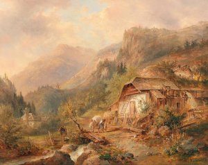 Muhle bei Steierling OberOsterreich by Emil Barbarini Oil Painting