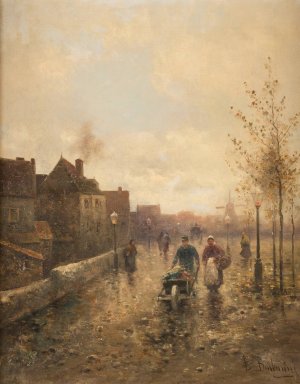 On the boulevard by Emil Barbarini Oil Painting