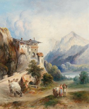 Partie aus Tirol by Emil Barbarini Oil Painting