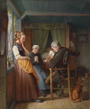 Der Brief aus See by Emil Bauch Oil Painting