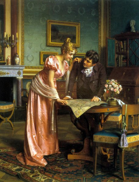Planning the Grand Tour by Emil Brack - Hand-Painted Oil Painting Reproduction