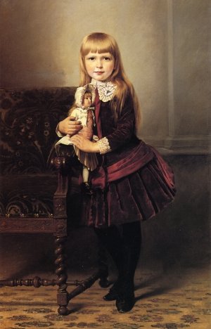 Portrait of a Young Girl Holding a Doll