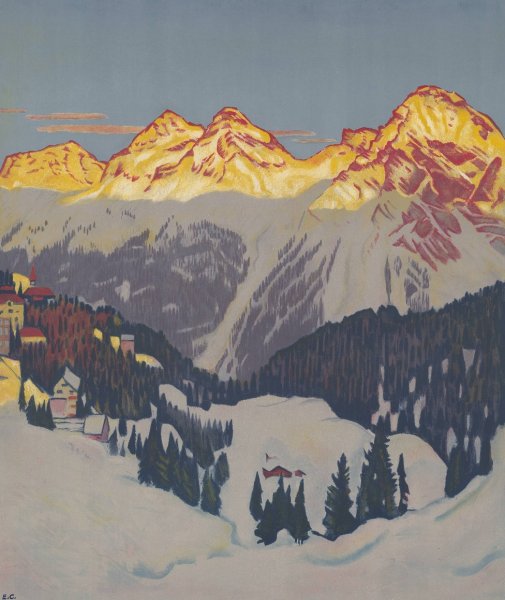 Chur-Arosa Bahn  by Emil Cardinaux - Hand-Painted Oil Painting Reproduction
