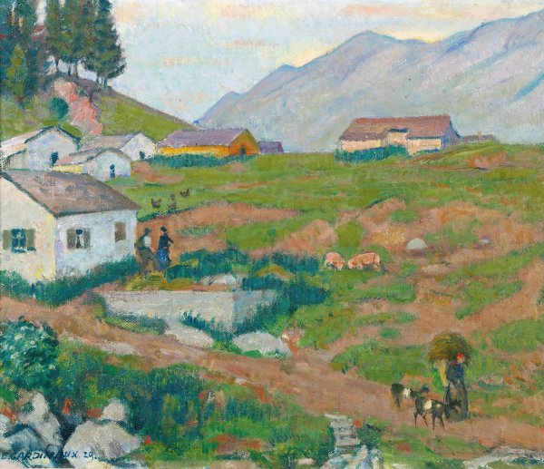 Grison Landscape  by Emil Cardinaux - Hand-Painted Oil Painting Reproduction