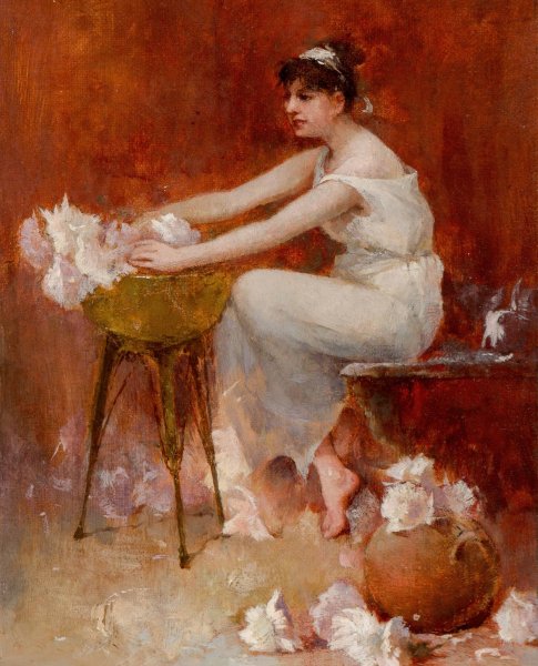 Arranging Flowers  by Emil Carlsen - Hand-Painted Oil Painting Reproduction