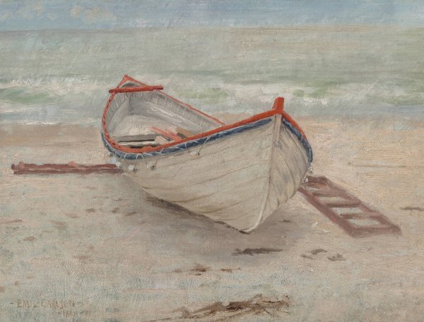 Fishing Boat on Shore  by Emil Carlsen - Hand-Painted Oil Painting Reproduction