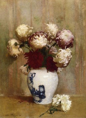 Mums in an Oriental Vase by Emil Carlsen Oil Painting