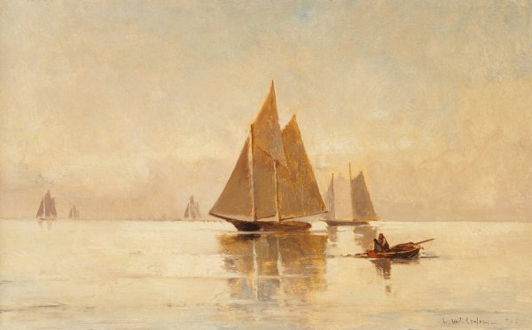 Sailboats in the Evening by Emil Carlsen - Hand-Painted Oil Painting Reproduction