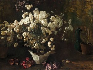 Still Life of Chrysanthemums by Emil Carlsen Oil Painting