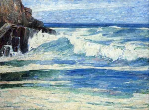 Surf Breaking on Rocks by Emil Carlsen Oil Painting