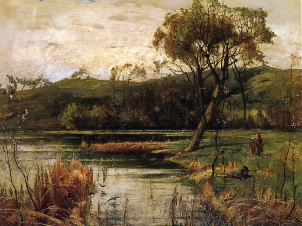 The River Bank by Emil Carlsen - Hand-Painted Oil Painting Reproduction