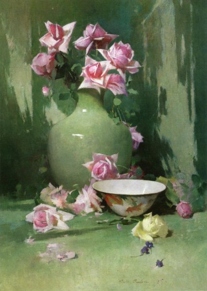 Vase of Roses by Emil Carlsen - Hand-Painted Oil Painting Reproduction