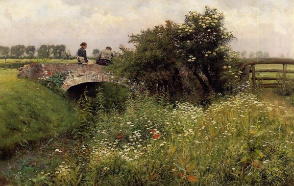 Main Product Photo of A Meeting on the Bridge Painting by Emil Claus