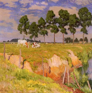 La Berge Rangee Juillet by Emil Claus - Oil Painting Reproduction