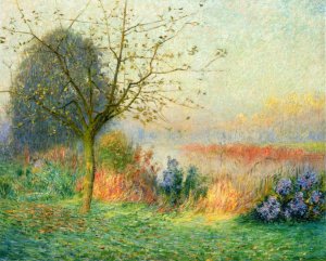 October Morning on the River Leie by Emil Claus Oil Painting