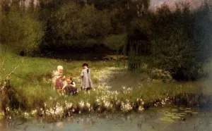 Picking Blossoms by Emil Claus - Oil Painting Reproduction