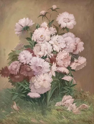 Blumenstuck mit Pfingstrosen by Emil Czech Oil Painting