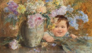 Die kleine Neugierdsnase by Emil Czech Oil Painting