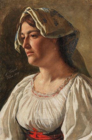 Portrait Of An Italian Woman by Emil Czech Oil Painting