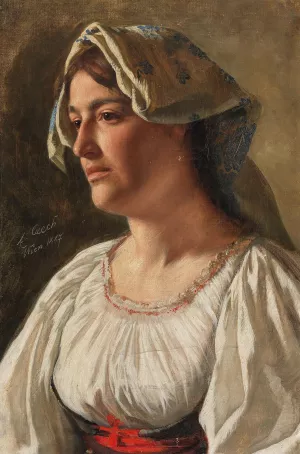Portrait Of An Italian Woman by Emil Czech Oil Painting