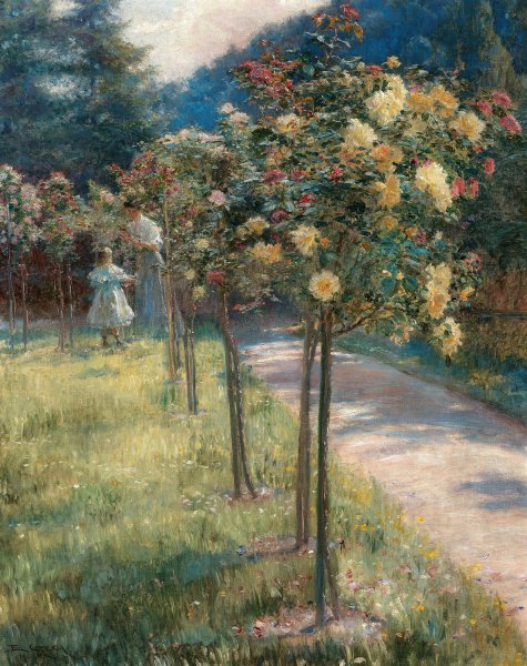 The Rose Garden  by Emil Czech - Hand-Painted Oil Painting Reproduction