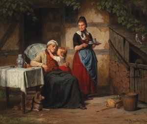 In Good Hands by Emil Gottlieb Schuback Oil Painting